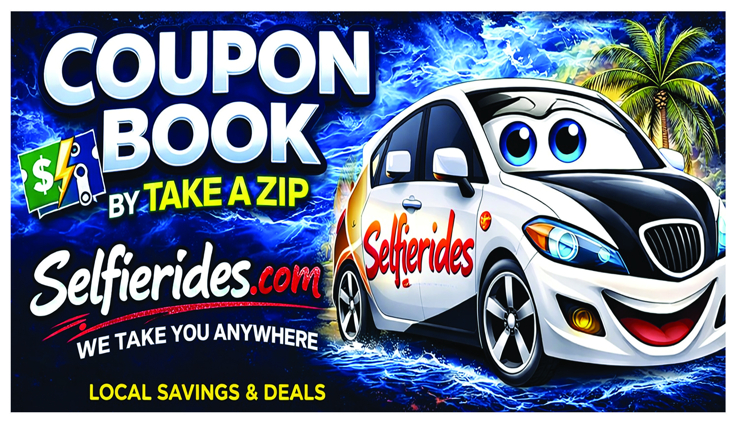 Coupon Book by Take a Zip — official coupon book cover featuring local deals and savings across Florida and Puerto Rico
